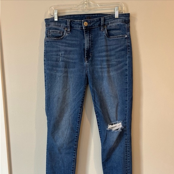 KUT From the Kloth Women's High Rise Toothpick Skinny Distressed Jeans Sz 10 blu - Picture 1 of 8